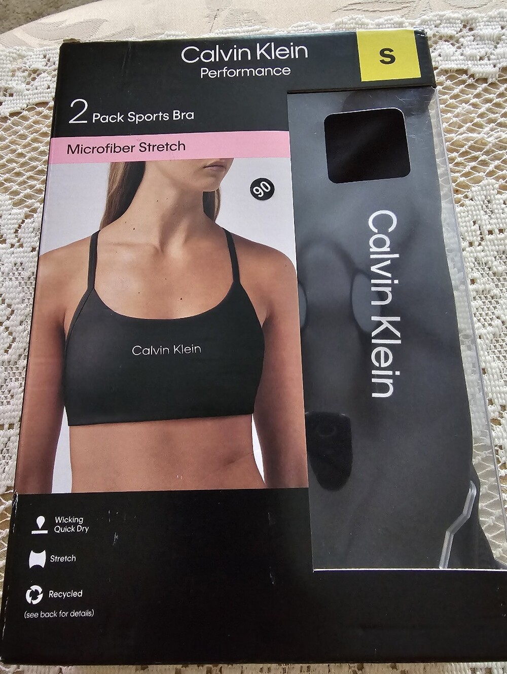 Calvin Klein Black Microfiber Stretch Sports Bra - 2 Pack Small